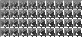 丸石64個のスタックが9列に4段並ぶチェストのGUI