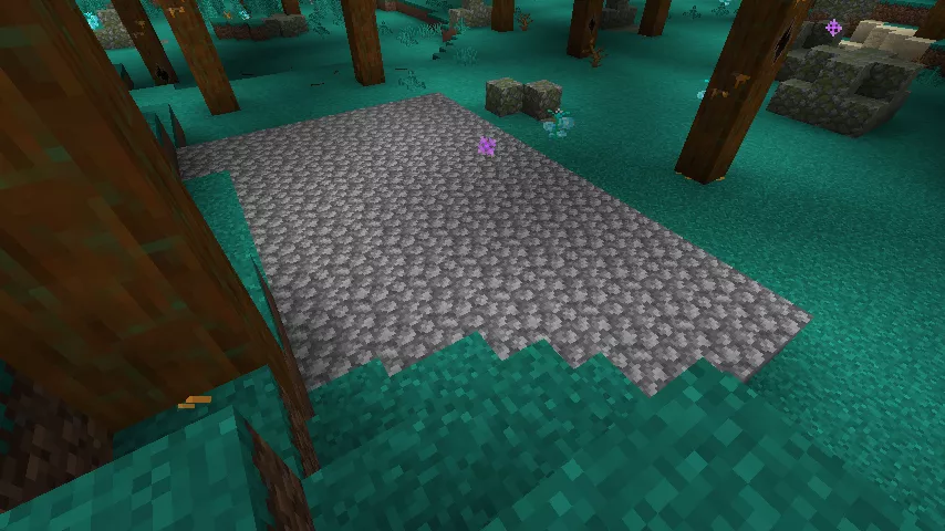 外枠の内側が丸石で埋め尽くされた様子